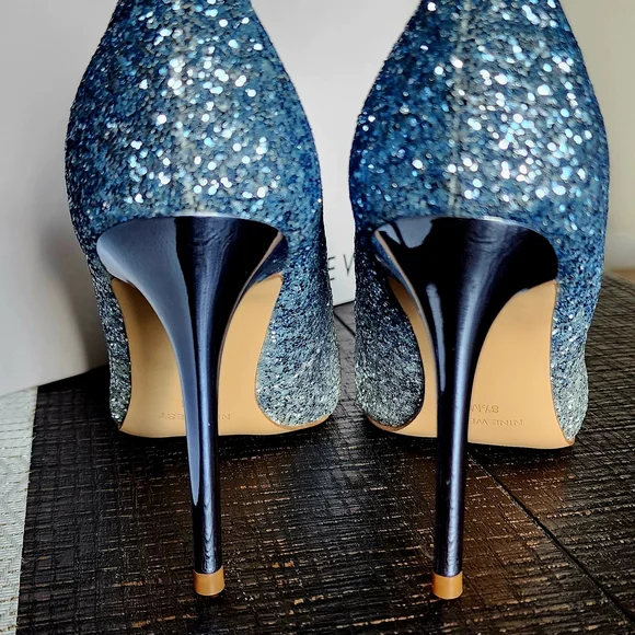 Nine West Silver & Blue Glitter Heels - Picture 7 of 8